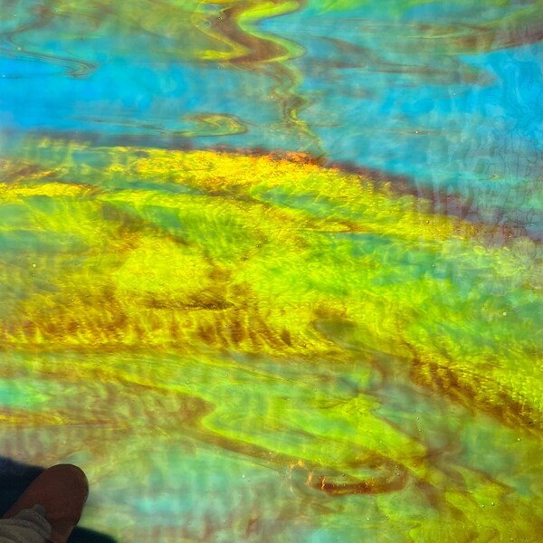 Iridescent Blue-Green Wispy Art Glass (Approx. 100" Sq.")