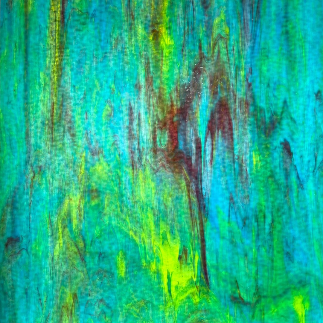 Turquoise Paint Splash Streaky Art Glass 100 Sq Etsy