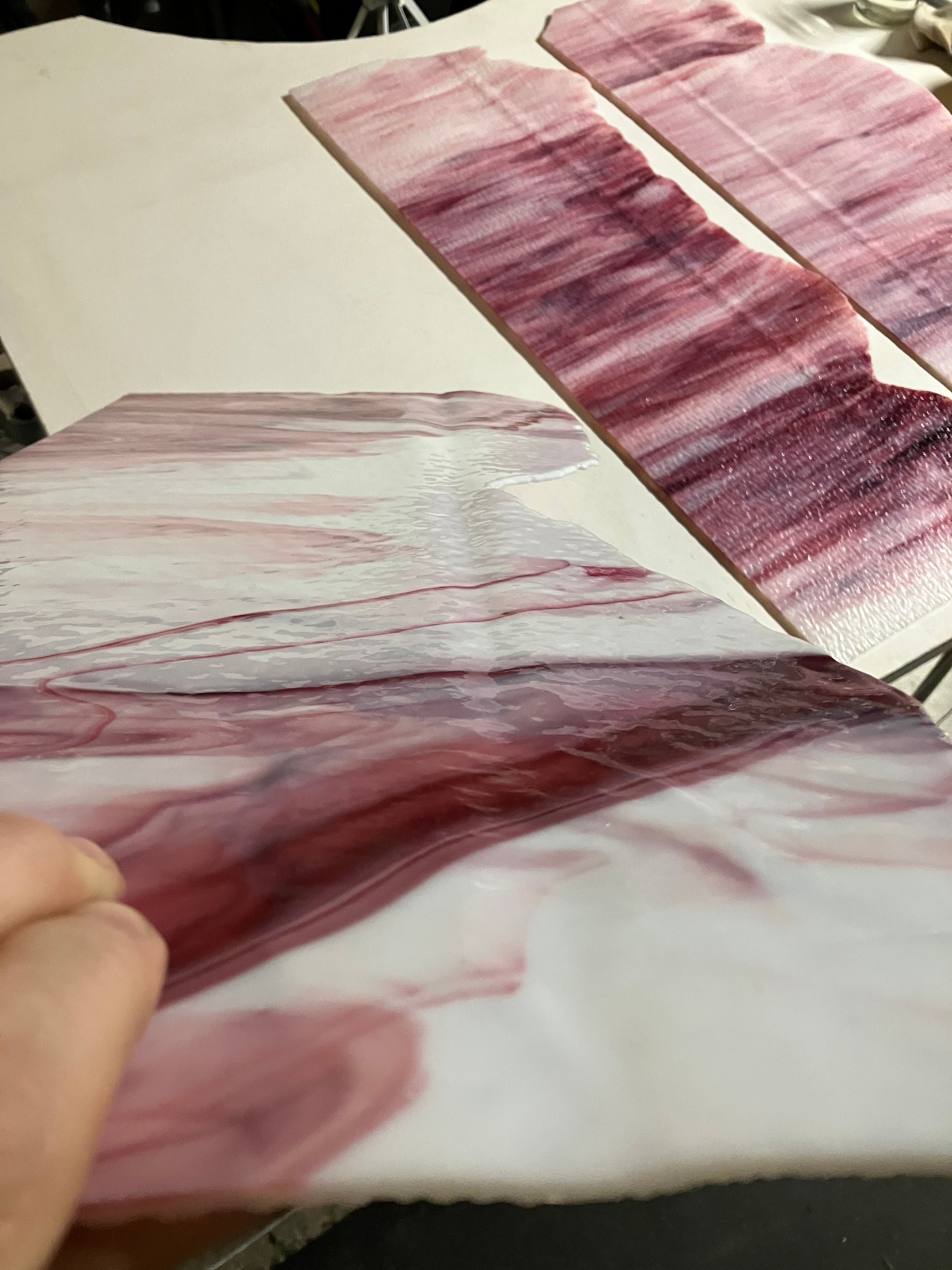 Flamingo Pink Streaky Art Glass SHEET HEADS older Color Recipes Etsy