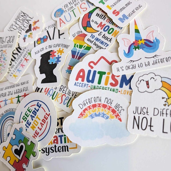 Autism Stickers, Disability Awareness, Autistic, Journal, Scrapbook, Mental Health Awareness
