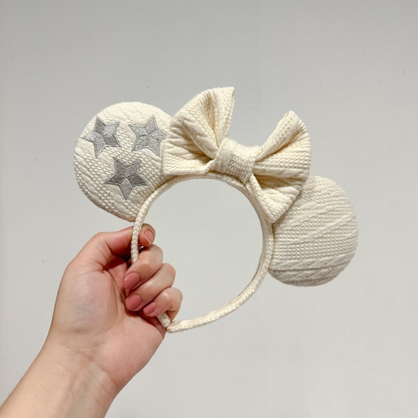 Ivory Cardigan Cable Knit Embroidered Mouse Ears | TS Inspired Headband | Sarahbellemagic