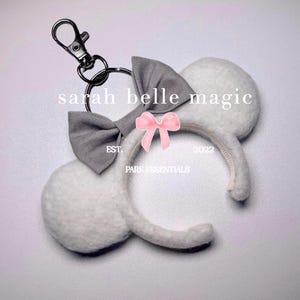Mini Mouse Ears Keychain Clip: Gray Bow Purse Charm