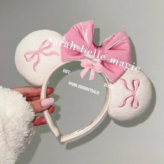 Pink Mouse Ears Headband with Cream Bow scp1520581.jpg main image 4