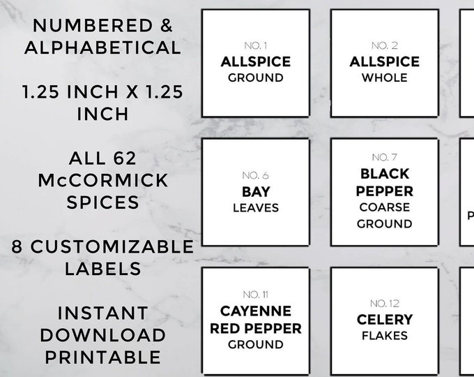 Printable Spice Labels - All Mccormick Spice Products - Etsy