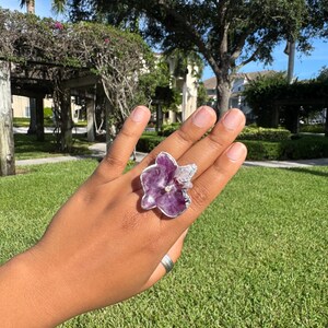 Real Orchid ring | Adjustable Botanical Jewelry | Nature-Inspired Statement Ring