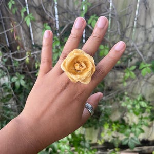Rose Flower Resin Ring | Adjustable Botanical Jewelry | Nature-Inspired Statement Ring