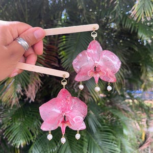 Red Orchid earrings- Raily