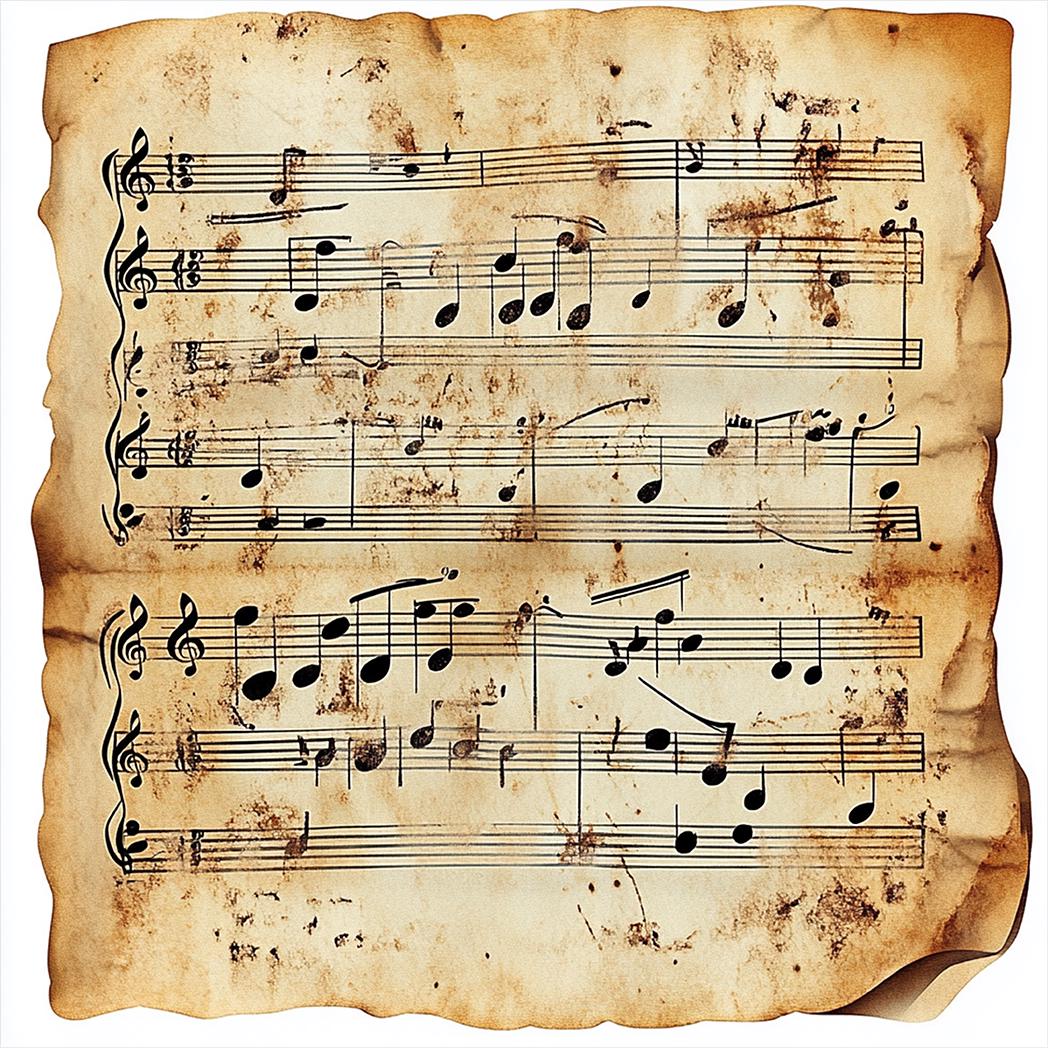 Vintage Sheet Music Clipart - 12 High Quality Pngs - White Background ...