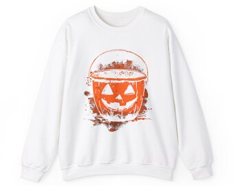 Retro Kürbis Bucket Pullover mit Rundhalsausschnitt