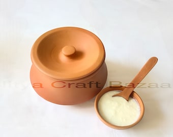 Unglazed Clay Yogurt Pots/ Indian Handi/ Indian Dahi Handi/ Earthen Utensil/ Clay Handi for Serving/Yogurt Pot/Biryani Pot/Handmade Handi