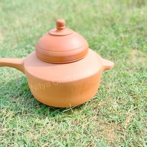 Unglazed Clay Cooker for Cooking with Lid/ Indian Cooker/ Clay Pot for Biryani/ Earthen Cooker/Handmade Clay Cooker for Khichdi and Dal