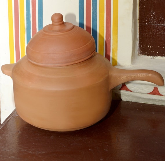 MITTI COOL Indian Clay Kadai/Earthen Kadai/Mud kadai/Clay pots for  Cooking/Biryani Pot for Cooking with Lid/Mitti Handi Earthen  Cookware_Unglazed for