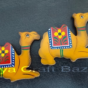 Wooden Rajasthani Camel Fridge Magnet/Cute Art/Hand Painted Magnet for Home Decor/Rajasthani Handicrafts/Sculpture/Woodencraft/Handmade Gift
