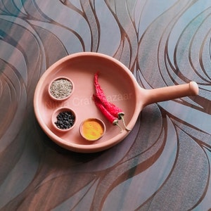 Unglazed Clay Fry Pan/100% Natural Clay Fry Pan/Earthen Utensils/Clay Skillet/Kitchenware/Frying Pan/Griddle/Curry Pan/Handmade Pan