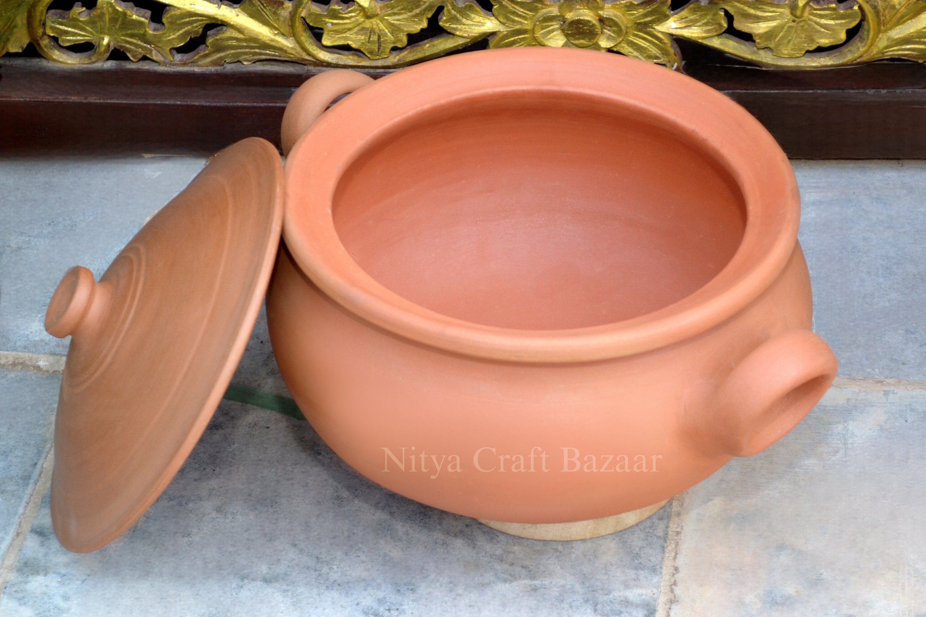 MITTI COOL Indian Clay Kadai/Earthen Kadai/Mud kadai/Clay pots for  Cooking/Biryani Pot for Cooking with Lid/Mitti Handi Earthen  Cookware_Unglazed for