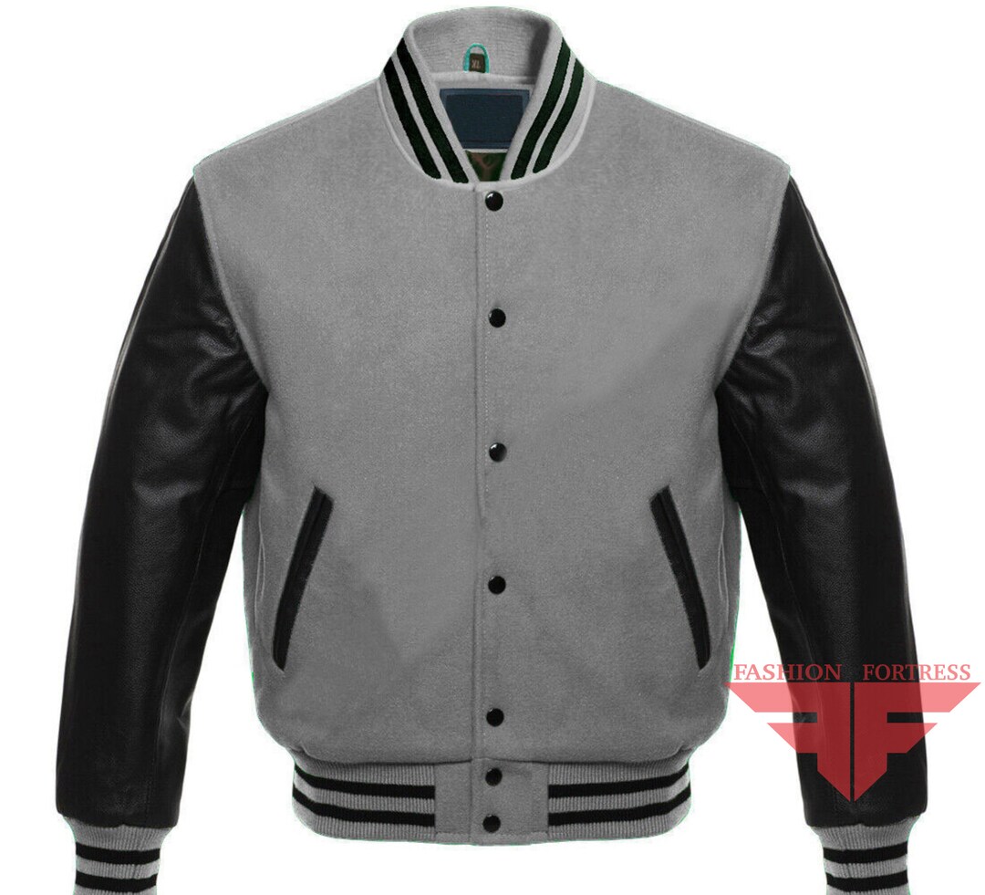 Black and gray letterman jacket hotsell
