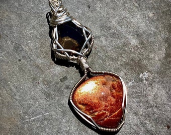 Smoky Sunstone Sterling Silver Wire Wrapped Pendant // Smoky Quartz Jewelry // Sunstone Jewelry // RexWraps