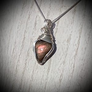 Royal Purple Labradorite Swirling Sterling Silver Wire Wrapped Pendant // Labradorite Jewelry // RexWraps