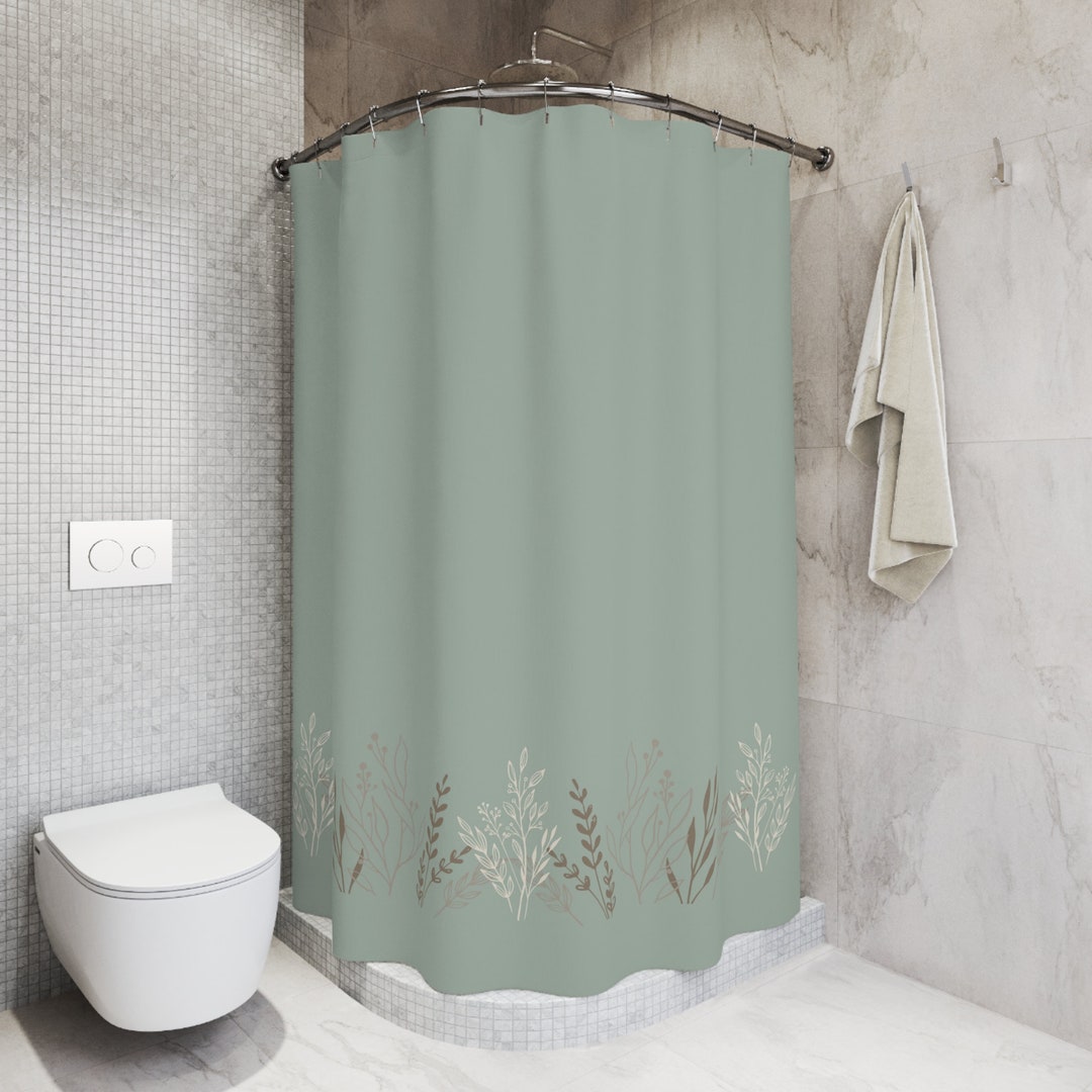 Sage Green Shower Curtain Green Shower Curtain Bathroom Etsy