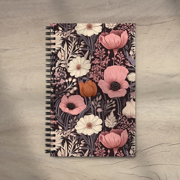 Spiral Notebook Poppy flowers Soft Cover Dotted Journal
