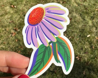 Coneflower Sticker: Durable Waterproof Vinyl Decal