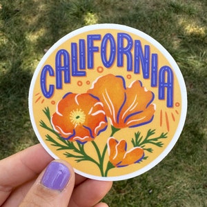 California Poppy Sticker: Hand-Lettered State Flower Sticker