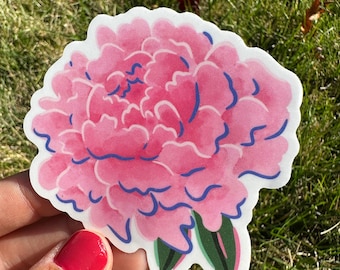 Peony Sticker: Waterproof Vinyl Flower Decal