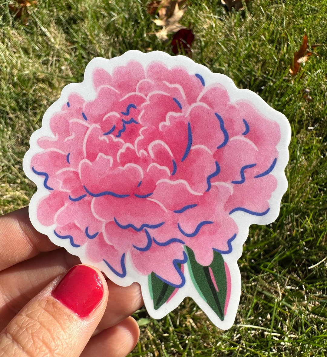 Peony Sticker: Hand-drawn Flower Sticker - Etsy