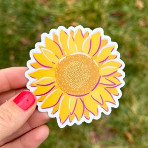 Sunflower Sticker: Waterproof Vinyl Decal (3x2 inches)
