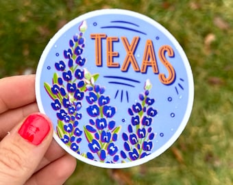 Texas Bluebonnet Sticker: Hand-Lettered Vinyl Decal