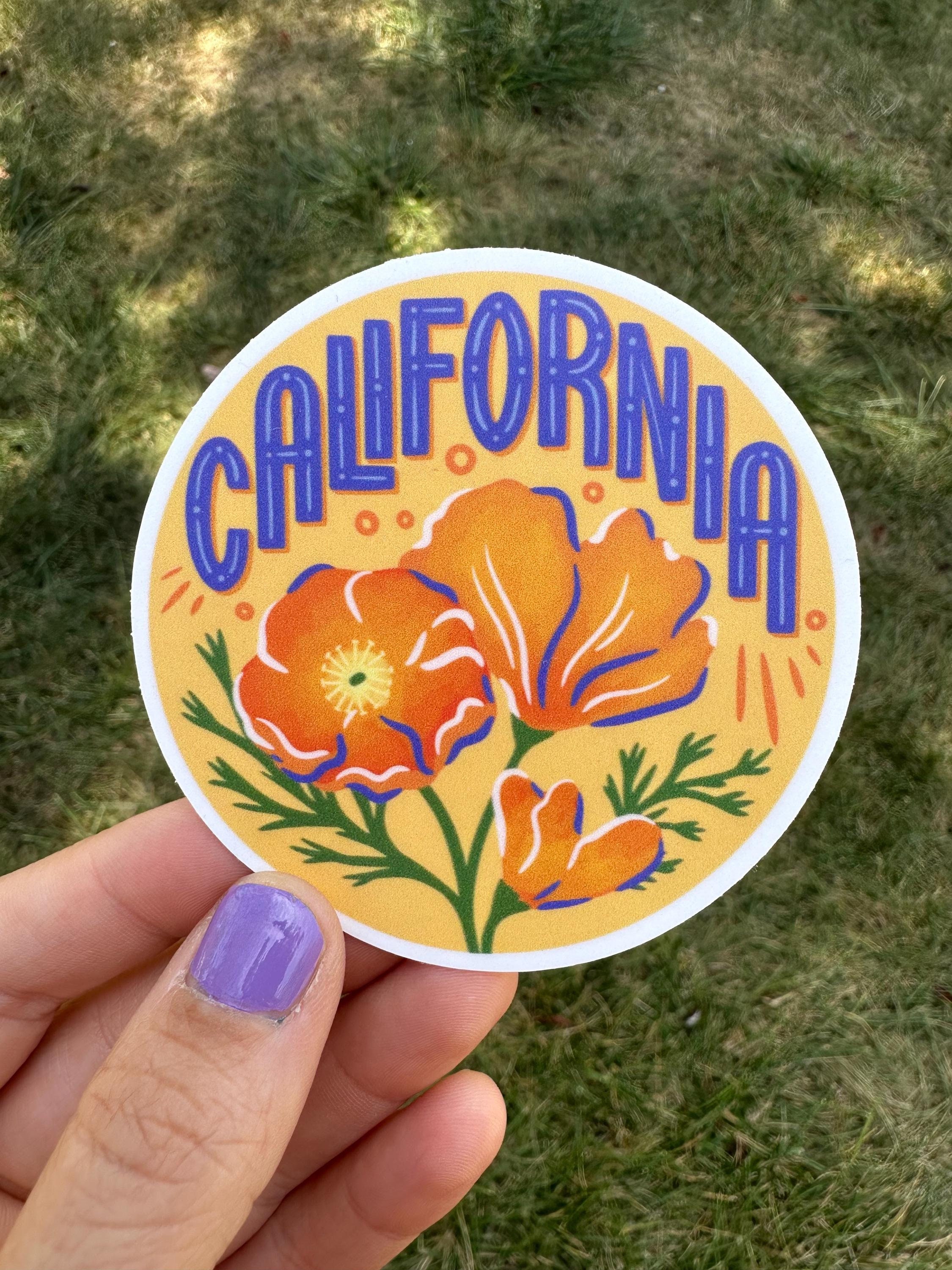 California Poppy Sticker: Hand-Lettered Vinyl Decal