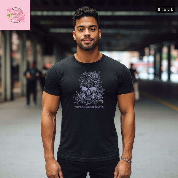 Blooms from Darkness - Skull and Roses T-Shirt, Soft cotton unisex T-shirt