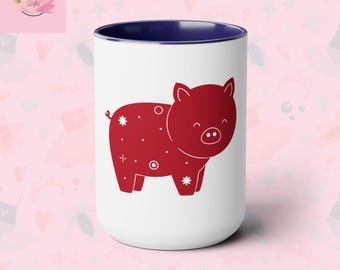 Chinese Zodiac Pig Mug | Ru Yi | Year of the Pig Gift | Astrology Coffee Cup |birthyear gift, Coffee Mugs, 15oz