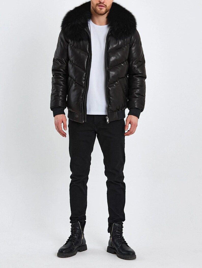 New Men's Bomber Jacket, Faux Fur Collar, Aviator Bomber Jacket, Men Fashion Jacket, Genuine
