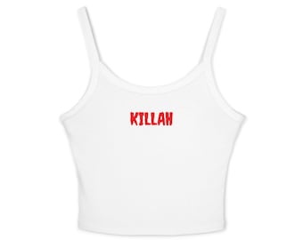 KILLAH Women&#39;s Spaghetti Strap Tank Top - Mayhem Concert Festival Top for Little Monsters