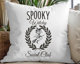 Spooky Witch Social Club Pillow, Witch Social Club, Spooky Witch Decor, Spooky Season, Halloween Witch Gift, Witchy Pillow