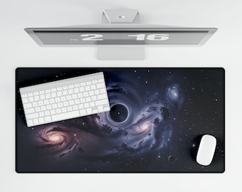 Galaxy Schreibtischmatte Schwarzes Loch, Space Desk Pad für Gamer, Sci-Fi Mauspad, Kosmisches Büro Dekor, Cooles Astronomie Geschenk, Weltraum Kunst