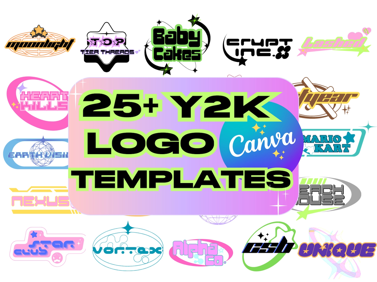 Y2K LOGO DESIGN Y2K Logo Templates Y2K Logo Canva Y2K Logo DIY Y2K Logo ...