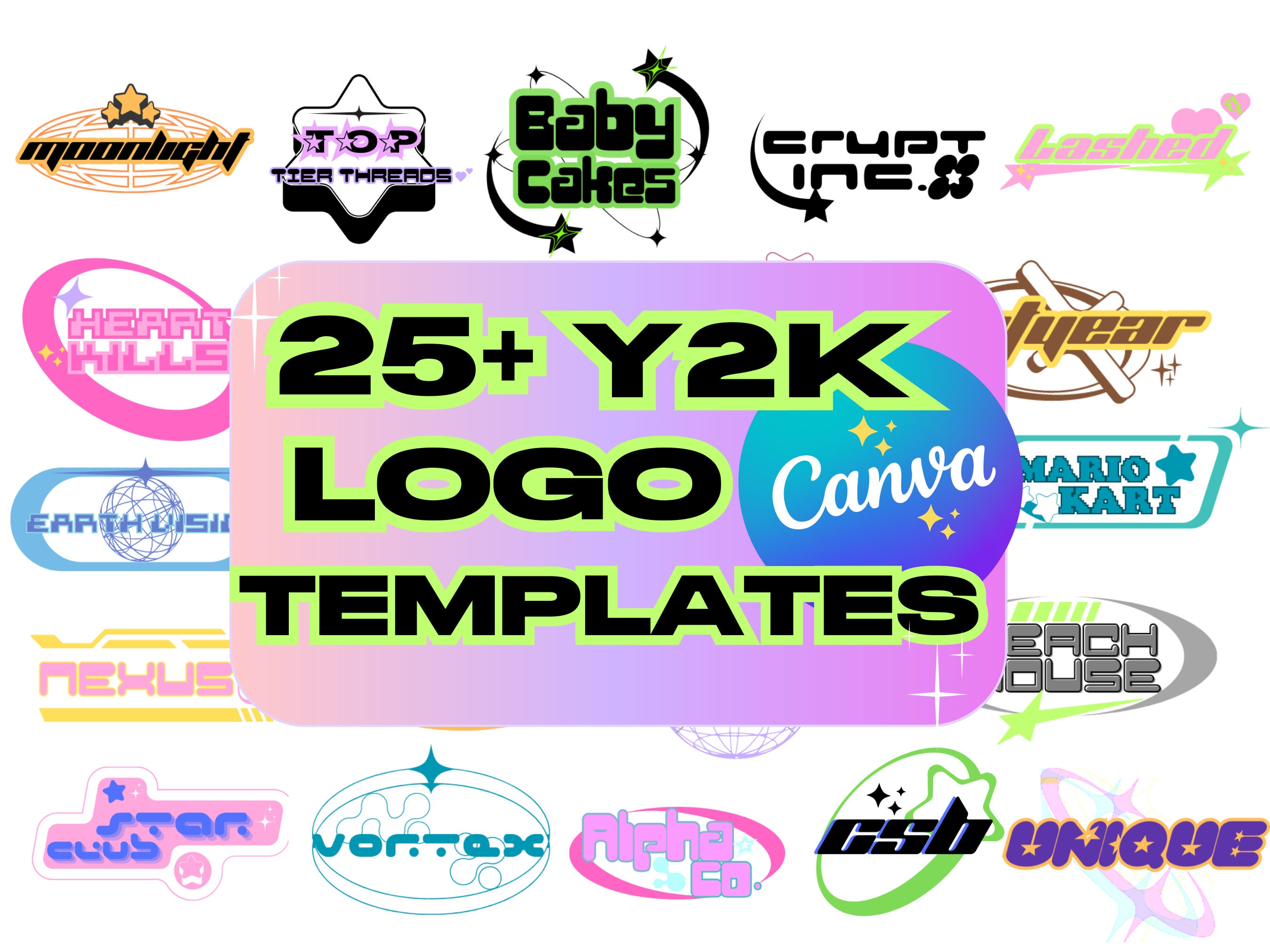 Y2K LOGO DESIGN Y2K Logo Templates Y2K Logo Canva Y2K - Etsy Australia