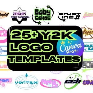 Y2K LOGO DESIGN -  Y2K Logo Templates - Y2K Logo - Canva Y2K Logo- DIY Y2K Logo - Customizable Y2K Logo