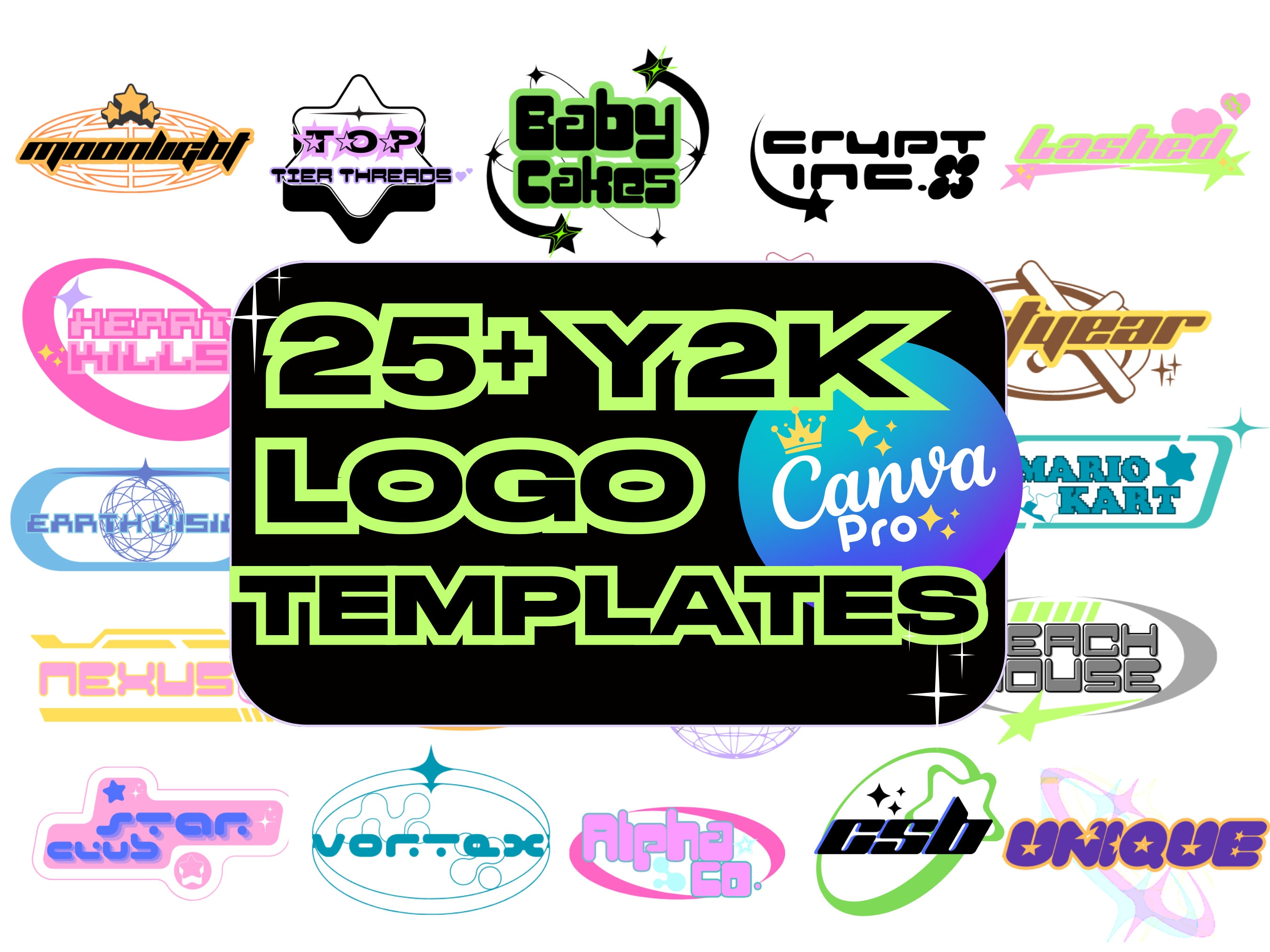 Y2K LOGO DESIGN - Y2K Logo Templates - Y2K Logo - Canva Y2K Logo- DIY ...