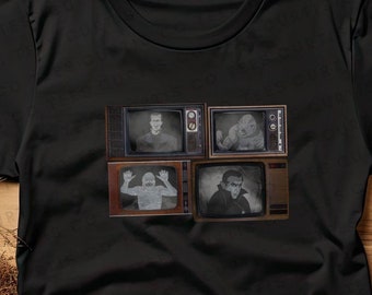 Classic Monsters Shirt, Universal, Iconic Horror Movie Characters, Wolfman, Frankenstein, Dracula, Creature, Halloween t shirt, vintage tv