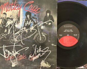 Motley Crue Original Autographed “girls, Girls, Girls” LP Cover