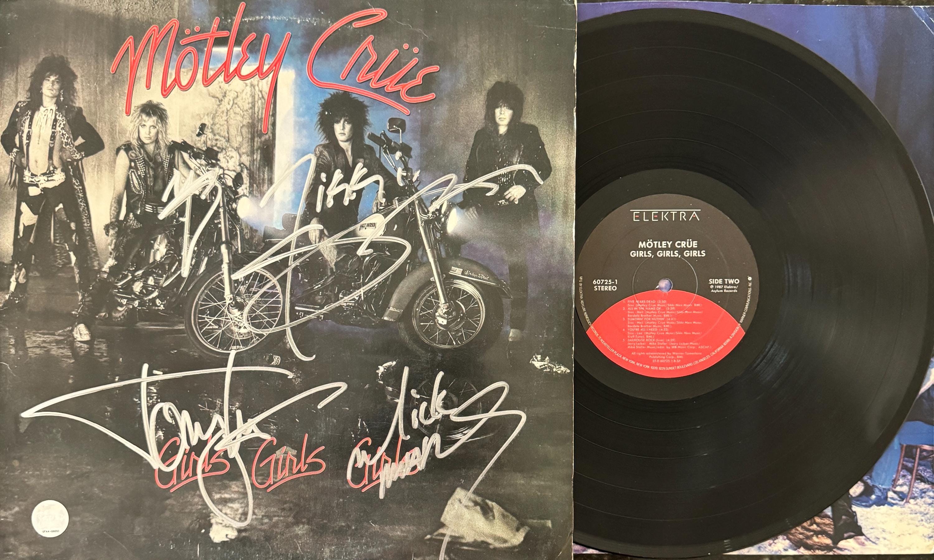 Motley Crue Original Autographed “girls, Girls, Girls” LP Cover