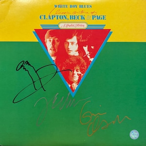 Clapton, Beck und Page signiertes Original-LP-Cover „White Boy Blues“