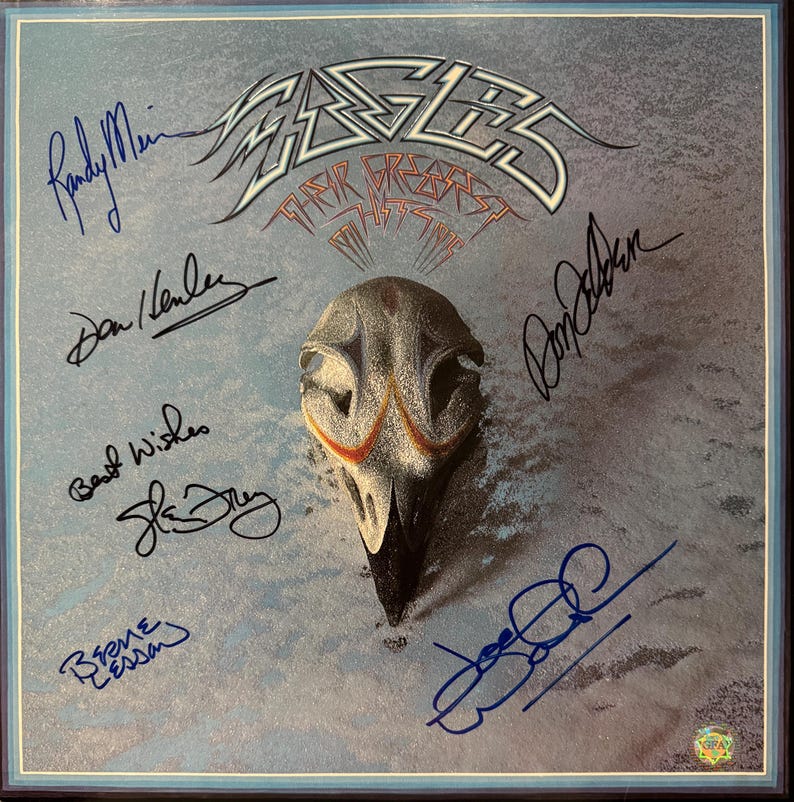 Timothy Randy The Eagles Original Autographed “their Greatest Hits 1971-1975” LP (COA ...