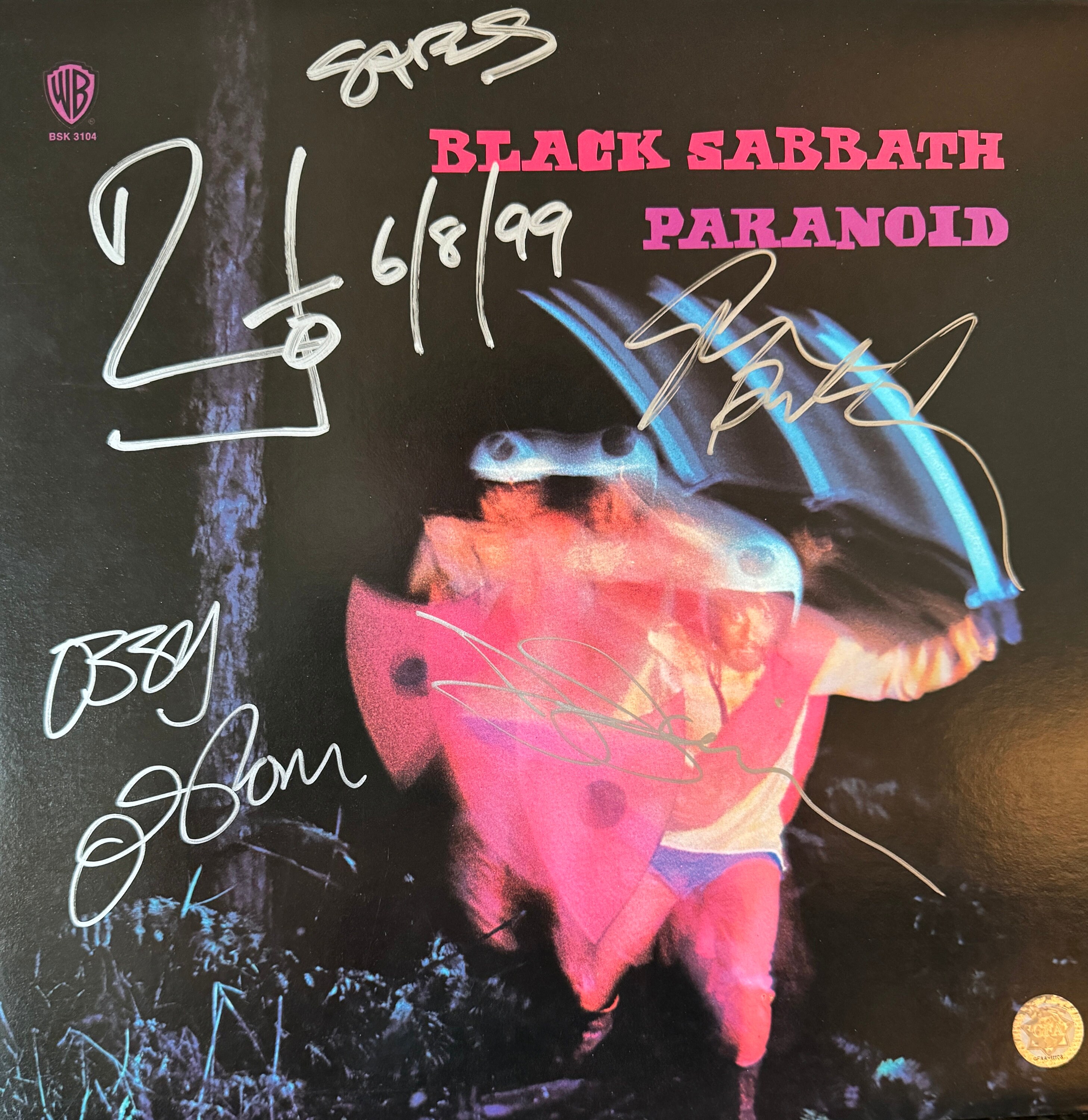 Black Sabbath Original Autographed “paranoid” LP Cover (COA 