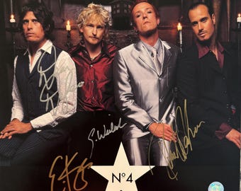 Carte promotionnelle originale autographiée « n° 4 » des Stone Temple Pilots (certificat d'authenticité inclus)