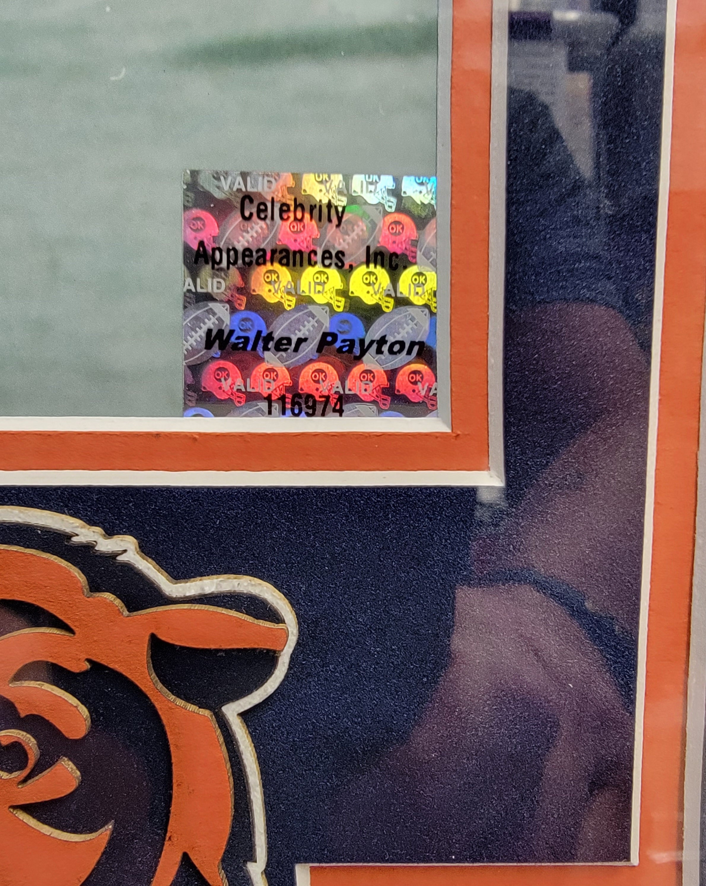 Walter Payton Original Autographed and Framed Photo COA - Etsy