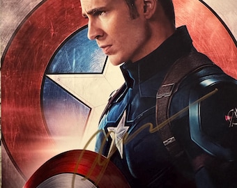 Photo originale de Chris Evans « Captain America » 8 x 10 dédicacée (COA)